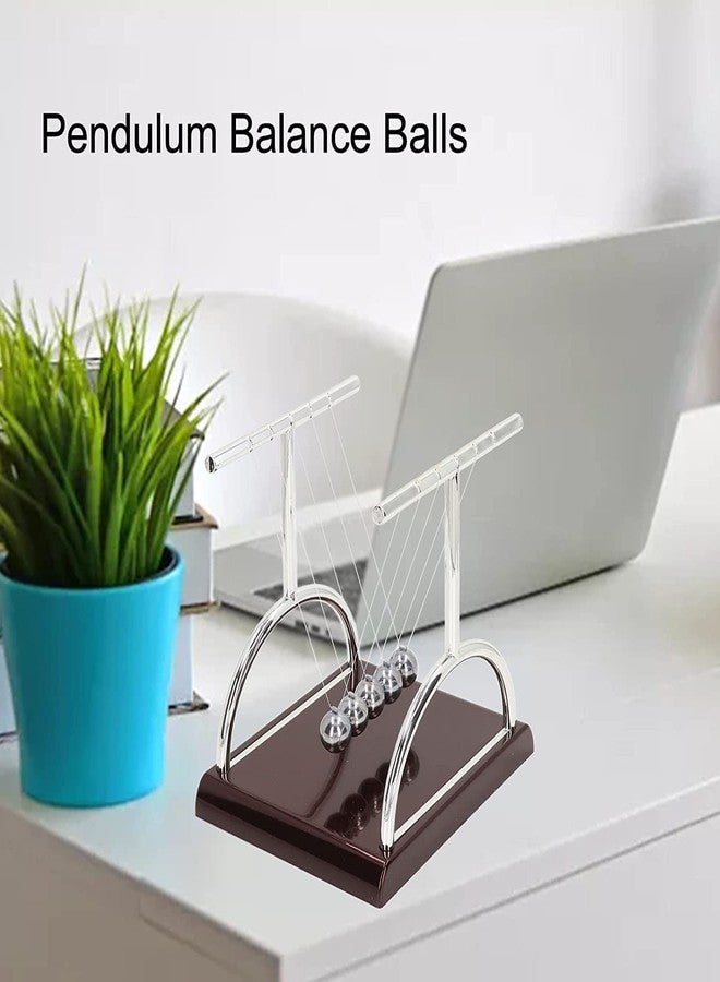 Glitzn Newton's Cradle Steel Balance Ball Desktop Swinging Balls with Balls Physics Science Pendulum Desk Fun Toy Gift, for Stress Relief, Office Home Decoration - Image 2